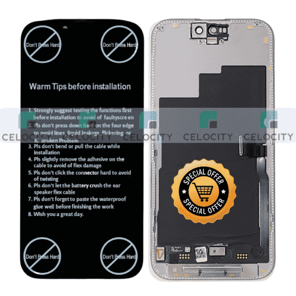 Apple iPhone 15 Pro (A3102) Refurbished Original Display TOUCH SCREEN GLASS SCREEN FRAME BLACK