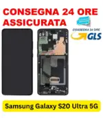 SAMSUNG GALAXY S20 ULTRA DISPLAY LCD FRAME ORIGINALE SAMSUNG GALAXY S20 ULTRA SM-G988B TOUCH SCREEN NERO (SERVICE PACK)